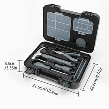 Load image into Gallery viewer, 1SET of 8PCS Basics Household Tool Kit, Tool Set General Household Kit with Plastic Toolbox Storage Case, All In One General Household Hand Tool Kit, Dark Grey, Suitable for Home-use, Student, Dormitory, Office