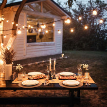 Load image into Gallery viewer, 1Set Of 12 Bulbs String Lights Solar Powered, Solar String Lights, Patio String Lights, LED String Lights, Flame Flicker Effect, Hanging Lights For Porch,,, Pergola, Bistro, Decoration