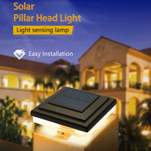 Load image into Gallery viewer, Four-sided Aluminum Alloy Solar Column Headlight,Waterproof, automatic charging, automatic light, easy to install