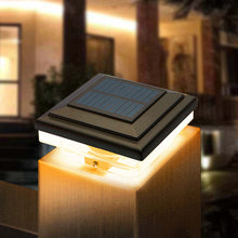 Load image into Gallery viewer, Four-sided Aluminum Alloy Solar Column Headlight,Waterproof, automatic charging, automatic light, easy to install
