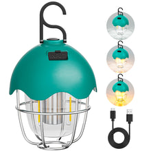 Load image into Gallery viewer, Egg Shell Rechargeable Camping Lantern, 250LM Dimmable LED Camping Light with Foldable Hook, IPX4 Waterproof USB Lantern for Kids, Camping, Hiking, Home Emergency (Turquoise Blue)
