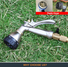 Load image into Gallery viewer, ESOW Garden Hose Nozzle 100% Heavy Duty Metal, Water Hose Sprayer with 7 Watering Patterns, Rear Trigger Design, High Pressure Nozzle Sprayer for Watering Plants, Car and Pet Washing