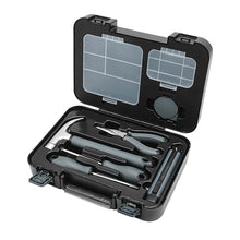 Load image into Gallery viewer, 1SET of 8PCS Basics Household Tool Kit, Tool Set General Household Kit with Plastic Toolbox Storage Case, All In One General Household Hand Tool Kit, Dark Grey, Suitable for Home-use, Student, Dormitory, Office