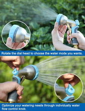 Load image into Gallery viewer, ESOW Garden Hose Nozzle Heavy Duty, 8 Adjustable Patterns Metal Water Hose Nozzle, High Pressure Hand Sprayer with Flow Control, Best for Watering Plant & Lawn, Pets Shower, Car Washing, Sky Blue
