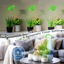 Load image into Gallery viewer, Small Grow Lights for Indoor Plants - Full Spectrum Leaf Shaped LED Plant Light with 4/8/12/18H Timer &amp; Dimmable, Safe for Succulents/Herbs/Potted Small Plants
