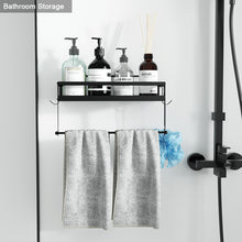 Load image into Gallery viewer, ESOW Paper Towel Holder with Shelf Storage, 2-in-1 Wall Mounted Paper Towel Roll Rack Basket for Kitchen, Balcony &amp; Bathroom, Self-Adhesive or Drilling Installation, SUS304 Matte Black Finish
