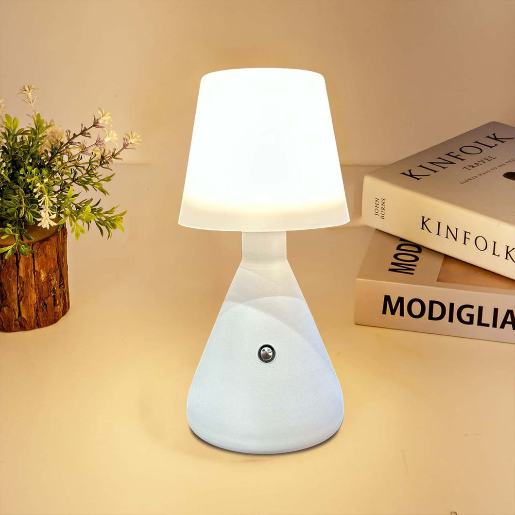 1pc, White Modern Simple Bedroom Table Lamp, Study Cozy Creative Lamp, Touch Rechargeable Ambient Light