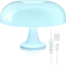 Load image into Gallery viewer, Donut Mushroom Lamp, Dimmable 70s Retro Table Lamp, Mid Century Modern Light with 3 Lighting Modes, Mushroom Shaped Lamp for Bedroom, Cool Home Decor Funky Light, Aesthetic Night Light (Blue)
