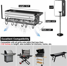 Load image into Gallery viewer, ESOW Griddle Caddy for Blackstone 28&quot;-36&quot; Griddles/Prep Cart, No Drilling Space Saving Grill Accessories, BBQ Blackstone Storage Caddy with Magnetic Tool Holder &amp; Paper Towel Holder &amp; Knife Holder
