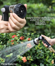 Load image into Gallery viewer, ESOW Garden Hose Nozzle 100% Heavy Duty Metal, Water Hose Sprayer with 8 Watering Patterns, Thumb Control On Off Valve, High Pressure Nozzle Sprayer for Watering Plants, Car and Pet Washing, Black
