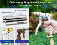 Load image into Gallery viewer, ESOW 100% Heavy Duty Metal Garden Hose Nozzle，High Pressure Water Hose Nozzle with 4 Spray Patterns Rotating, Ideal for Outdoor Lawn &amp; Garden Watering, Car &amp; Pet Washing
