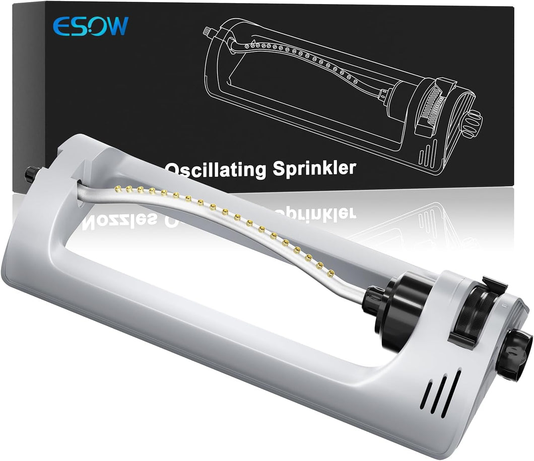 ESOW Automatic Oscillating Lawn Sprinkler with 19 Hole Jet Nozzles, Garden Water Sprinkler Covers up to 3,600 sq.ft, Easy Adjust Range Control, Watering Device for Home Garden Agricultural Irrigation