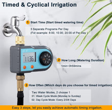 Load image into Gallery viewer, ESOW Sprinkler Timer with 3 Watering Programs Per Day, Programmable Automatic/Manual Irrigation System, Water Timer for Garden Hose Faucet, for Week Cycle Mode or Day Cycle Mode Outdoor Lawn Watering
