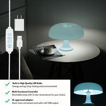 Load image into Gallery viewer, Donut Mushroom Lamp, Dimmable 70s Retro Table Lamp, Mid Century Modern Light with 3 Lighting Modes, Mushroom Shaped Lamp for Bedroom, Cool Home Decor Funky Light, Aesthetic Night Light (Blue)
