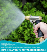 Load image into Gallery viewer, ESOW Garden Hose Nozzle 100% Heavy Duty Metal, Full Brass Nozzle &amp; ABS Non-slip Ergonomic Grip, 4 Watering Patterns, High Pressure Metal Spray Gun for Watering Plants, Car Wash and Showering Dog
