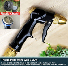 Load image into Gallery viewer, ESOW Garden Hose Nozzle, 100% Heavy Duty Metal Spray Gun with Full Brass Nozzle, High Pressure Watering Nozzle, Adjustable Spray Water Flow for Watering Plants, Showering Pet, Washing Car, Cleaning
