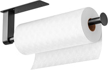 Load image into Gallery viewer, ESOW Paper Towel Holder Under Cabinet, 13 Inch Paper Towel Roll Rack for Kitchen &amp; Bathroom, Self-Adhesive or Drilling Wall Mounted, Stainless Steel 304 Matte Black Finish
