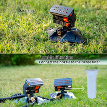 Load image into Gallery viewer, Upgraded Adjustable Oscillating Sprinkler, 16 Mini Turbine, Wide Area Coverage, Heavy-Duty Triangular Bracket Compatible for Lawn Yard Garden Watering
