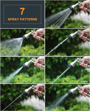 Load image into Gallery viewer, ESOW Garden Hose Nozzle 100% Heavy Duty Metal, Water Hose Sprayer with 7 Watering Patterns, Rear Trigger Design, High Pressure Nozzle Sprayer for Watering Plants, Car and Pet Washing
