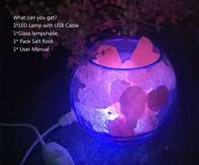 Load image into Gallery viewer, USB Himalayan Salt Lamp, Salt Rock Lamp with Natural Salt Chunks Bring Visual Impact of Ice and Fire to you, Used for Desk, Bedroom, Living Room and Gift - Color Changing + Warm Light Mode
