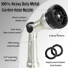 Load image into Gallery viewer, Garden Hose Nozzle, Heavy Duty Metal Water Hose Nozzle with 8 Adjustable Spray Patterns,Hose Sprayer with Thumb Control for Garden Watering, Car Washing, Pet Bathing &amp; Window Cleaning
