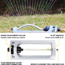 Load image into Gallery viewer, ESOW Automatic Oscillating Lawn Sprinkler with 19 Hole Jet Nozzles, Garden Water Sprinkler Covers up to 3,600 sq.ft, Easy Adjust Range Control, Watering Device for Home Garden Agricultural Irrigation
