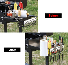 Load image into Gallery viewer, ESOW Griddle Caddy for Blackstone 28&quot;-36&quot; Griddles/Prep Cart, No Drilling Space Saving Grill Accessories, BBQ Blackstone Storage Caddy with Magnetic Tool Holder &amp; Paper Towel Holder &amp; Knife Holder
