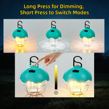 Load image into Gallery viewer, Egg Shell Rechargeable Camping Lantern, 250LM Dimmable LED Camping Light with Foldable Hook, IPX4 Waterproof USB Lantern for Kids, Camping, Hiking, Home Emergency (Turquoise Blue)
