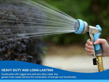 Load image into Gallery viewer, ESOW Garden Hose Nozzle Heavy Duty, 8 Adjustable Patterns Metal Water Hose Nozzle, High Pressure Hand Sprayer with Flow Control, Best for Watering Plant &amp; Lawn, Pets Shower, Car Washing, Sky Blue
